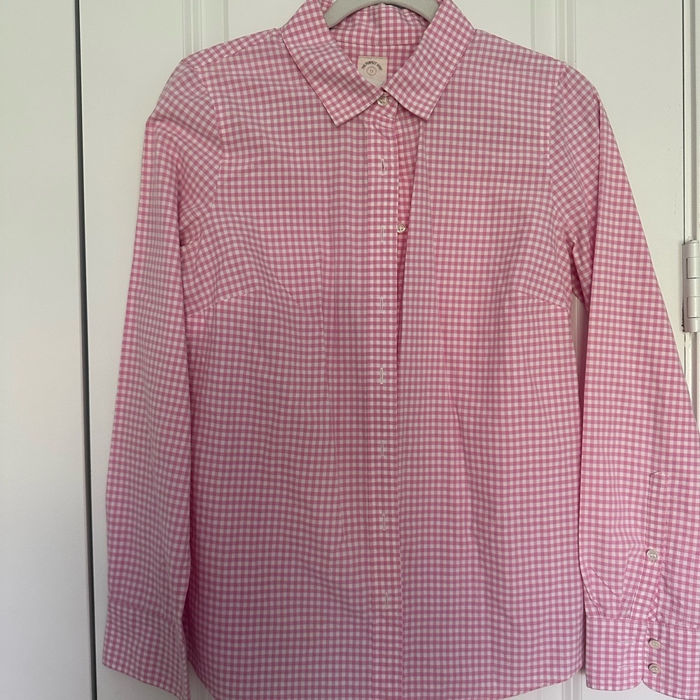 J. Crew Women's Pink Gingham Button Down Shirt